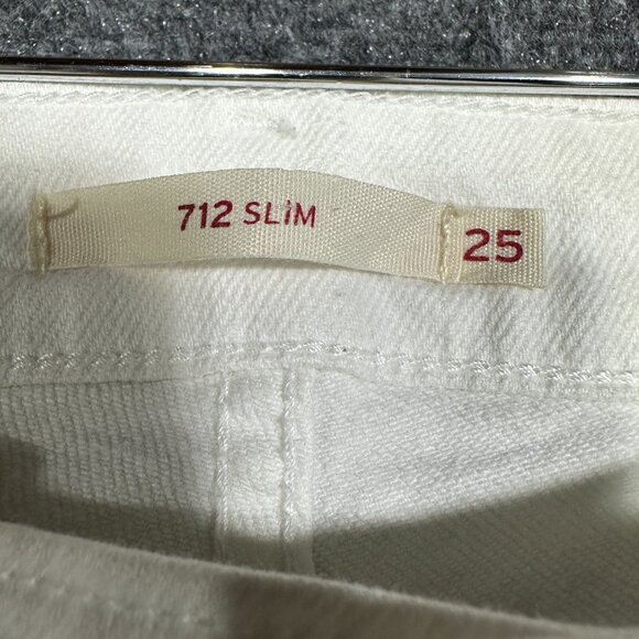 Levis 712 Slim Jeans Womens 25 White Cotton Stretch Pockets Tapered Leg - Picture 5 of 9
